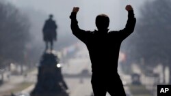 La plaza de Eakins Oval a los pies de la fila de peldaños donde está la estatua de Rocky.