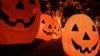 A home is decorated with pumpkins and ghosts for Halloween, in Burbank, California, Oct. 30, 2021.