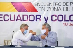 Los presidentes Iván Duque y Lenin Moreno en la instalación de la reunión bilateral Ecuador - Colombia. [Foto: Presidencia Colombia]