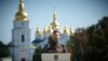 TOPSHOT - This handout photograph taken and released by Ukrainian Pesidential press service on August 24, 2024, shows Ukraine's President Volodymyr Zelensky speaking during the 33rd Independence Day ceremony at Saint Sophia Square, in Kyiv on August 24, 2