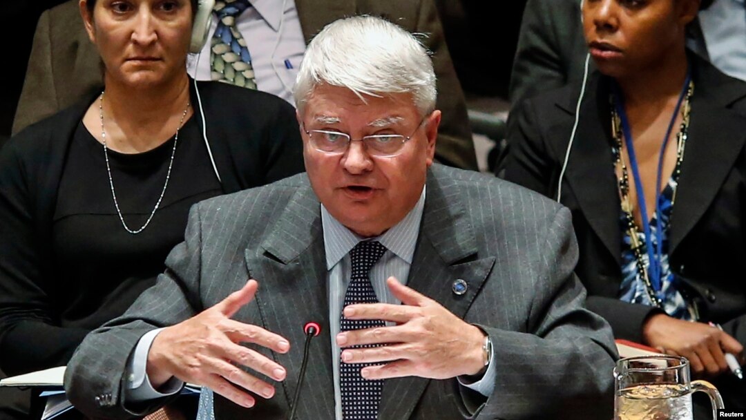FILE - Herve Ladsous, head of the U.N. Department of Peacekeeping Operations, speaks to Security Council representatives in New York, Oct.14, 2014.