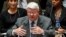 FILE - Herve Ladsous, head of the U.N. Department of Peacekeeping Operations, speaks to Security Council representatives in New York, Oct.14, 2014.
