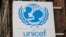 FILE - The UNICEF logo is seen at the German UNICEF headquarters in Cologne, Germany, on Feb. 5, 2008. 