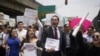 Law students block a street to protest constitutional reform proposals that would make judges stand for election, outside a sports center where lawmakers met due to demonstrators blocking the Congress building in Mexico City, Sept. 3, 2024.