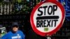 Demonstran anti-Brexit berdemonstrasi di luar Gedung Parlemen di London, Kamis, 12 September 2019. (Foto: AP/Alastair Grant)