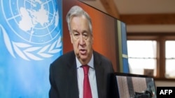 Генеральний секретар ООН Антоніу Гутерріш під час відео прес-конференції 