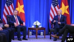 Vietnamese President To Lam meets with U.S. President Joe Biden on the sidelines of the United Nations General Assembly in New York on Sept. 25, 2024.