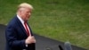 President Donald Trump speaks with reporters before departing on Marine One from the South Lawn of the White House, Sept. 9, 2019, in Washington. 