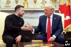 U.S. President Donald Trump and Ukraine's President Volodymyr Zelenskyy meet in the Oval Office of the White House in Washington, Feb. 28, 2025.