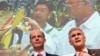 FILE - Juergen Hambrecht (R), CEO of German chemical company BASF, poses with CFO Kurt Bock during the annual news conference in Ludwigshafen, Germany.