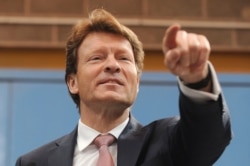 Party chairman Richard Tice speaks during the launch of the Brexit Party's European election campaign, Coventry, England, April 12, 2019.