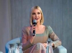 FILE - White House adviser Ivanka Trump speaks during the forum Unleashing the Potential of Women Entrepreneurs through Finance and Markets, on the sidelines of the World Bank/IMF Annual Meetings in Washington, Oct. 18, 2019.