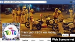 Screenshot của trang Facebook Tránh chốt CSGT Hải Phòng. Hiện trang này không còn truy cập được nữa.