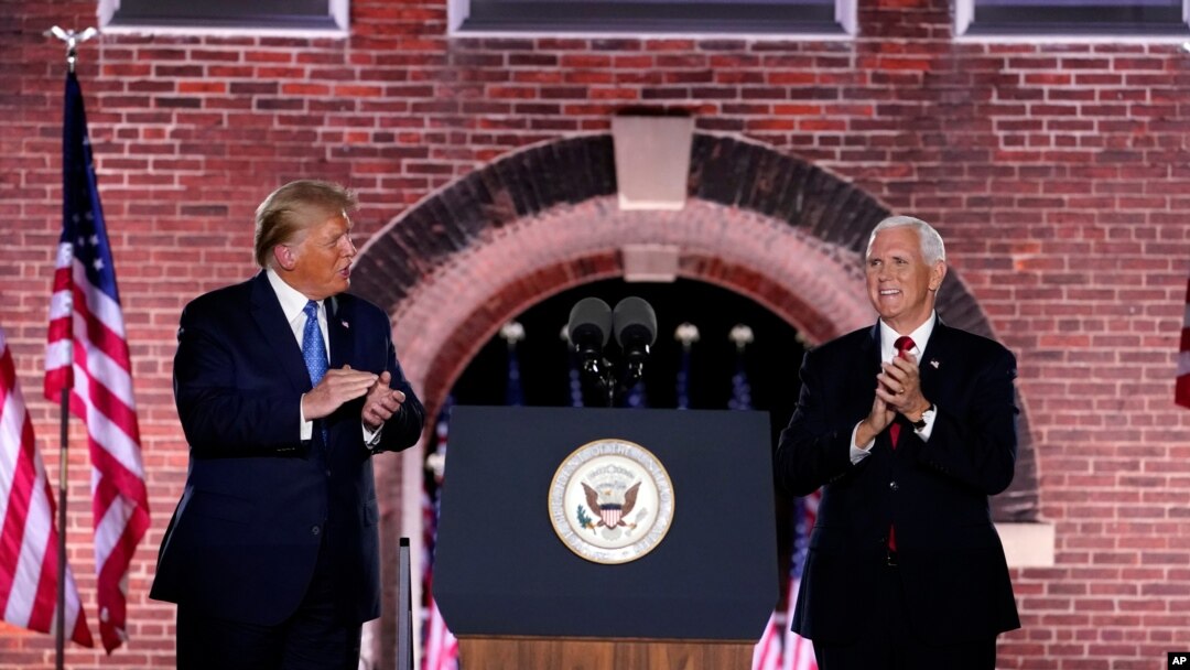 President Donald Trump walks to the stage after Vice President Mike Pence delivered a speech on the third day of the Republican National Convention at Fort McHenry National Monument and Historic Shrine in Baltimore, Aug. 26, 2020.