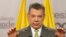 El presidente colombiano Juan Manuel Santos habla en una rueda de prensa en Bogotá. 27 de octubre de 2017. 