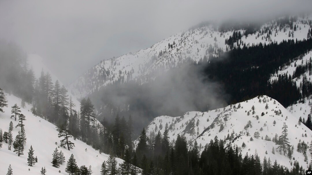 Fog and mist shroud the Sierra Nevada near Echo Summit, Calif., Feb. 2, 2017.