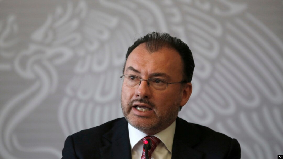 El ministro de Relaciones Exteriores de México, Luis Videgaray, habló en una conferencia de prensa en Ciudad de México el miércoles, 19 de junio de 2018.