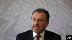 El ministro de Relaciones Exteriores de México, Luis Videgaray, habló en una conferencia de prensa en Ciudad de México el miércoles, 19 de junio de 2018.