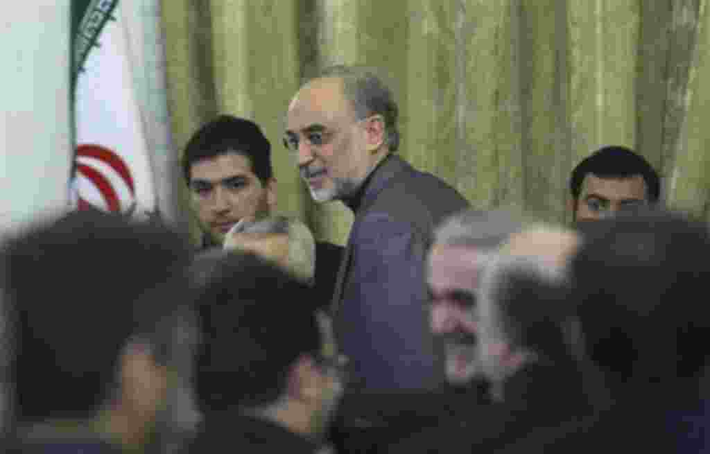 Ali Akbar Salehi, head of the Atomic Energy Organization of Iran, who has been appointed by the Iranian President as interim Foreign Minister, leaves a Foreign Ministry function, Saturday, Dec. 18, 2010. Iran's nuclear chief replaced the country's sacked 