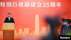 中国国家主席习近平2022年6月30日到香港出席主权移交25周年庆祝活动。(路透社）