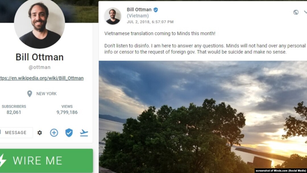 Ông Bill Ottman, TGĐ Minds.com, hôm 3/7/2018 thông báo sắp tung ra giao diện tiếng Việt