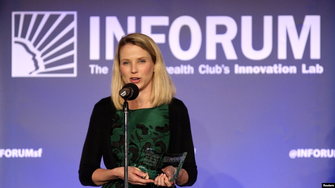 CEO Yahoo Marissa Mayer berbicara di acara Salesforce di the Commonwealth Club, San Francisco, 30 Oktober 2014.