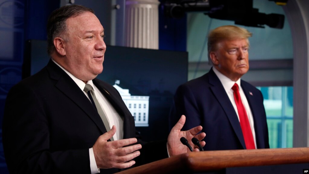 Ngoại trưởng Mỹ Mike Pompeo trong một sự kiện ở Nhà Trắng với Tổng thống Trump.