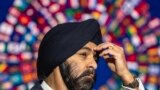 FILE—World Bank Group (WBG) president Ajay Banga attends a press conference at the annual meetings of the WBG and the International Monetary Fund in Marrakesh, Morocco on October 11, 2023.