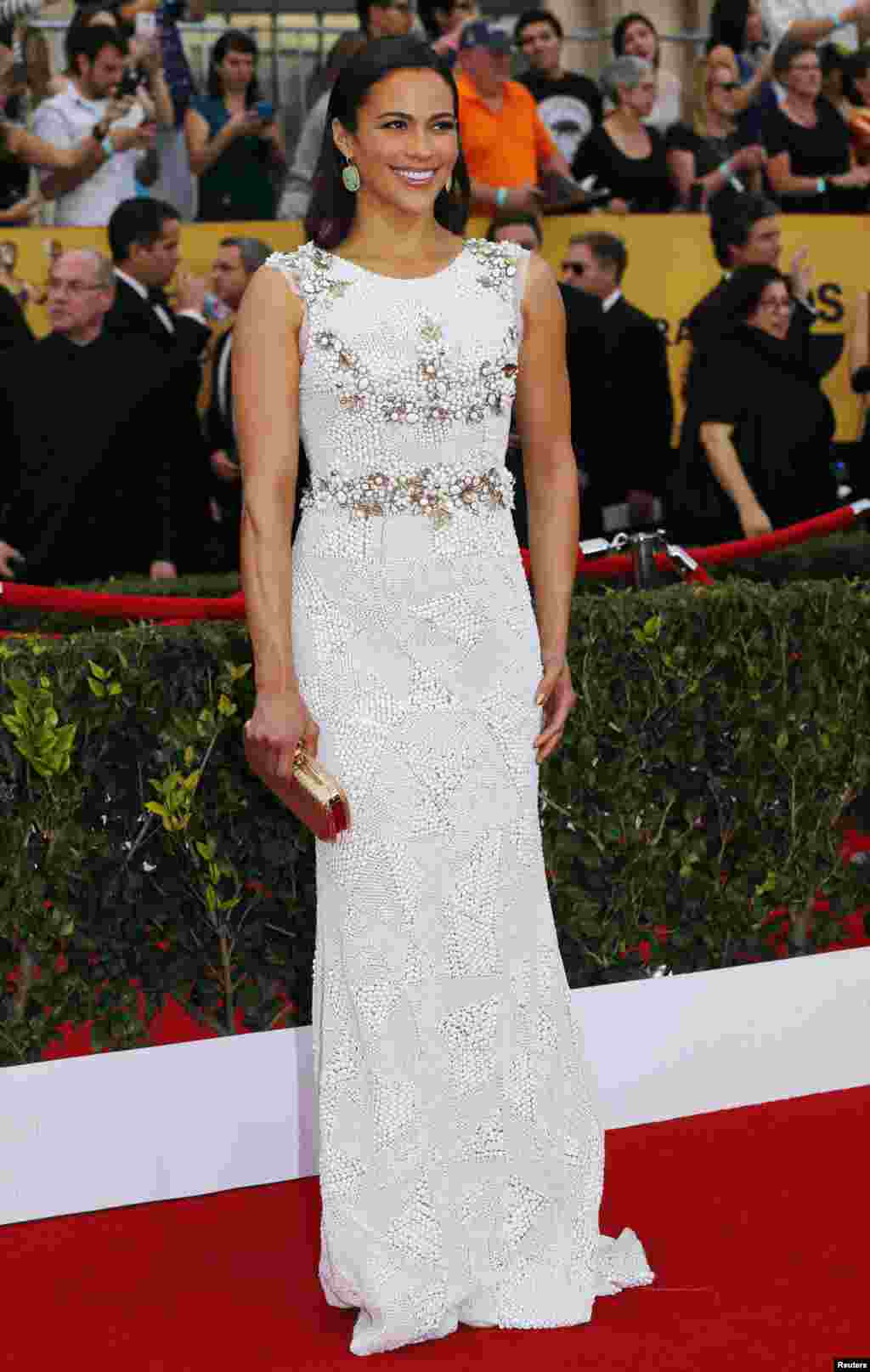 A actriz Paula Patton na 21ª cerimónia anual do Screen Actors Guild Awards, Los Angeles, Califórnia Jan. 25, 2015. 