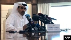 Saad Sherida Al-Kaabi, ministro de Estado de Asuntos Energéticos de Catar, durante una conferencia de prensa en la capital, Doha, el 3 de diciembre de 2018.