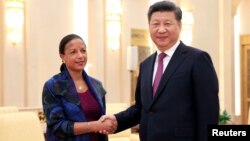 Nữ cố vấn an ninh quốc gia Mỹ Susan Rice gặp Chủ tịch Trung Quốc Tập Cận Bình trong chuyến thăm hồi tháng Bảy.