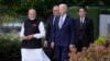 President Joe Biden, joined by Australia's Prime Minister Anthony Albanese, Japan's Prime Minister Fumio Kishida and India's Prime Minister Narendra Modi, walk at the Quad leaders summit in Claymont, Del., Sept. 21, 2024.