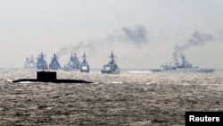 중국과 러시아 해군이 산둥반도 주변에서 합동해상훈련을 실시했다. (자료사진)