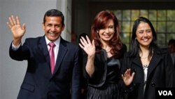 La presidenta argentina Cristina Fernandez, recibió al presidente electo en Perú en su residencia, donde mantienen una "audiencia privada".