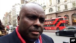 FILE - James Ibori, former governor of Nigeria's Delta State, speaks after a court hearing outside the Royal Courts of Justice in London, Britain, January 31, 2017.