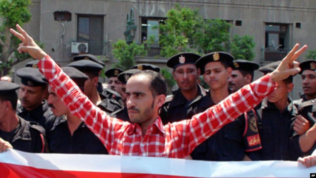 Protester demands peaceful changes to Egypt's security and election laws, Cairo, 03 May 2010