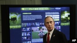 New York Mayor Michael Bloomberg and dozens of shooting survivors and victims' relatives are calling on Congress and President Barack Obama to tighten gun laws and enforcement, December 17, 2012. 