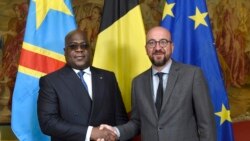 Président Félix Tshisekedi ya RDC na président ya Commission européenne mpe ministre wa Yambo ya kala ya Belgique, Charles Michel, na Bruxelles, Belgique, 17 septembre 2019.