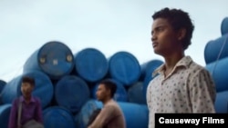 Screenshot shows actor Sarm Heng as rural Cambodian boy Chakra in the film, "Buoyancy." (Courtesy: Causeway Films)