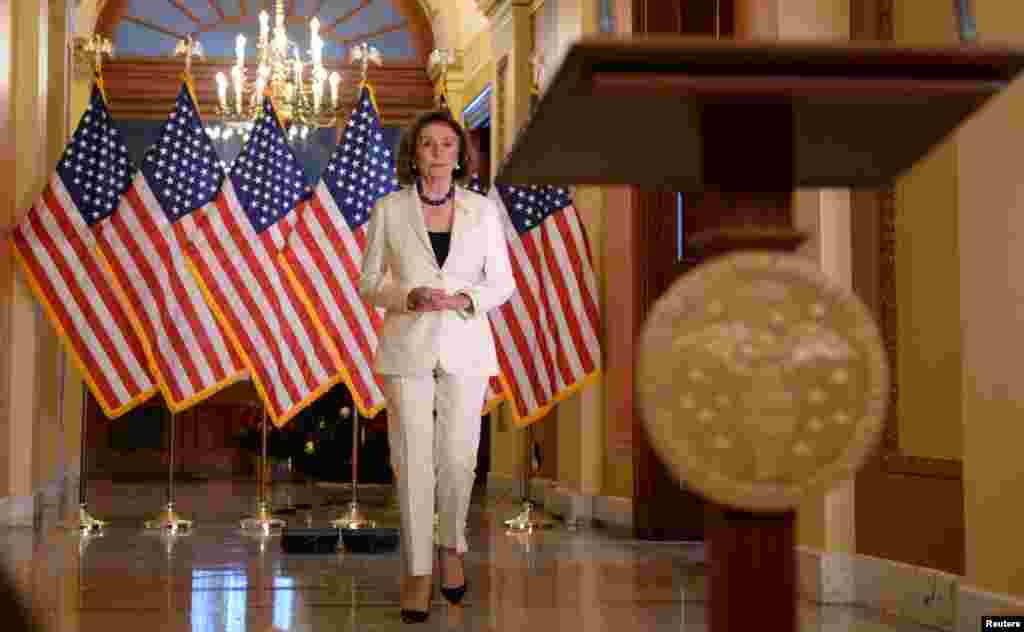 U.S. House Speaker Nancy Pelosi (D-CA) arrives to deliver remarks on the status of the impeachment inquiry into President Donald Trump on Capitol Hill in Washington, D.C.