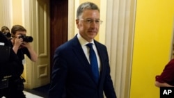 Kurt Volker, a former special envoy to Ukraine, is leaving after a closed-door interview with House investigators as House Democrats proceed with the impeachment investigation of President Donald Trump, at the Capitol in Washington, Oct. 3, 2019.