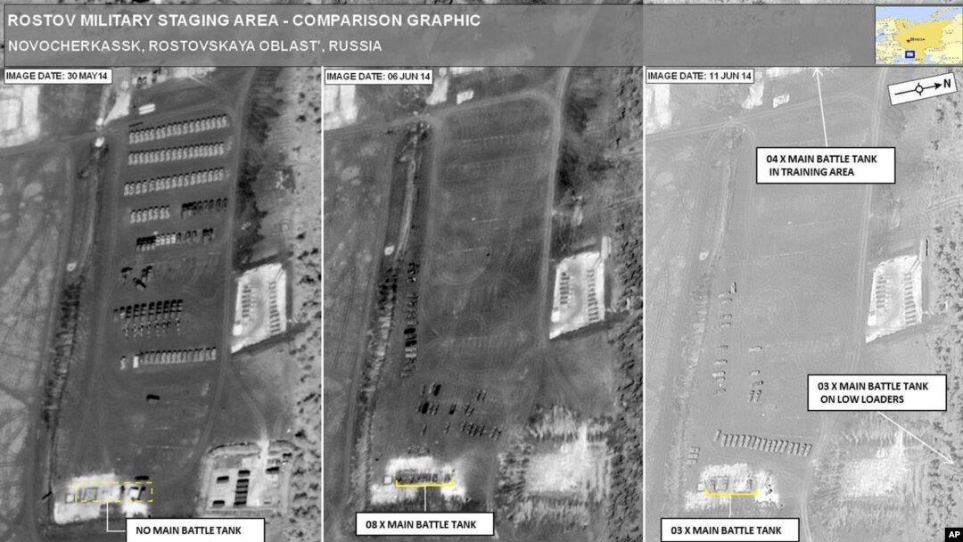 Gambar-gambar satelit yang mereka katakan menunjukkan pasukan tempur Rusia melakukan operasi militer di dalam Ukraina.