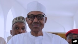 Le président du Nigeria, Muhammadu Buhari à Abuja, Nigeria, 5 mai 2017. 