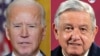Composición de imágenes del presidente de Estados Unidos Joe Biden, izquierda y el presidente de México, Manuel López Obrador, derecha.