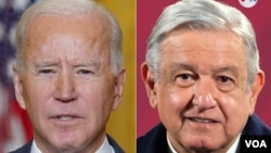 Composición de imágenes del presidente de Estados Unidos Joe Biden, izquierda y el presidente de México, Manuel López Obrador, derecha.