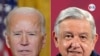 Composición de imágenes del presidente de Estados Unidos, Joe Biden, izquierda y el presidente de México, Manuel López Obrador, derecha.