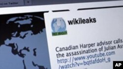 The Twitter homepage of Wikileaks is shown in this photo taken in New York, 01 Dec 2010