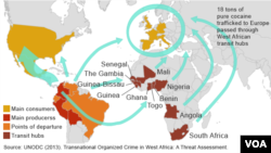 The flow of cocaine through West Africa