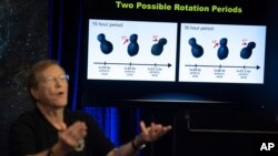 New Horizons project scientist Hal Weaver, of the Johns Hopkins University Applied Physics Laboratory, speaks about new data received from the New Horizons spacecraft during a press conference after the spacecraft completed a flyby of Ultima Thule, Jan. 1, 2019.