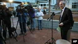 Attorney Robert Pepin, public defender for Shannon Conley, speaks to reporters following Conley's sentencing hearing at the U.S. Courthouse in Denver, Jan. 23, 2015.